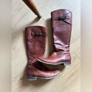 Frye Brown Leather Molly Botton Tall Boots